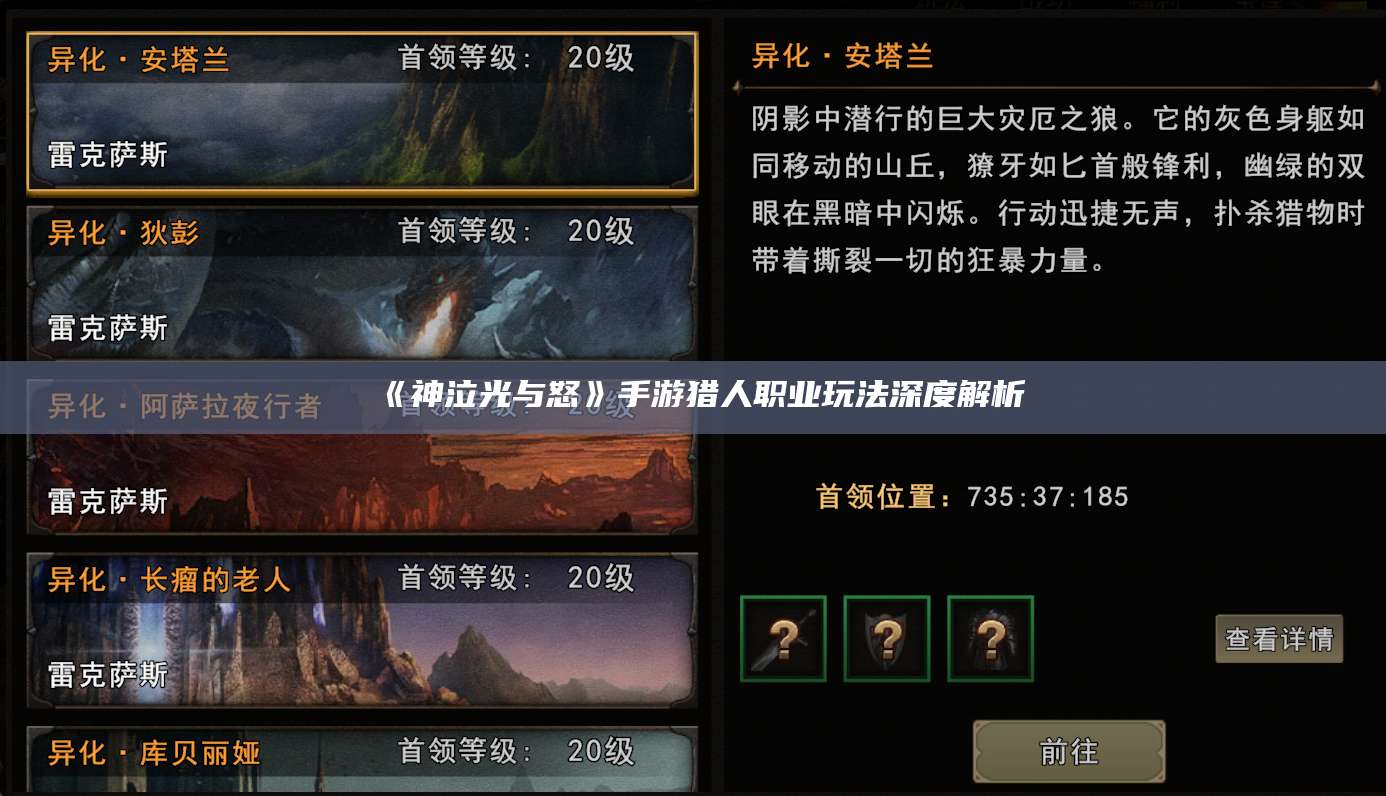 《神泣光与怒》手游猎人职业玩法深度解析