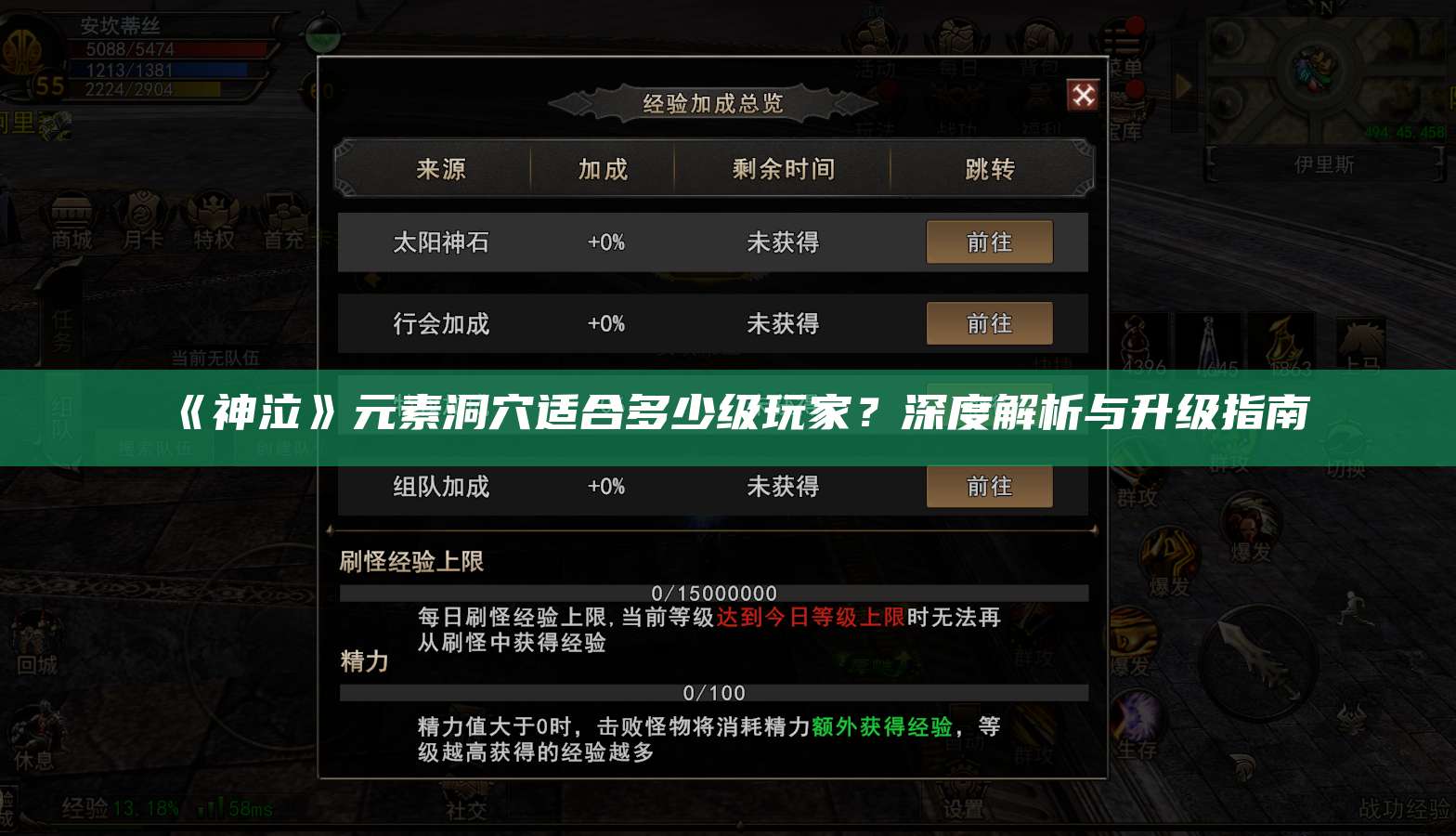 《神泣》元素洞穴适合多少级玩家？深度解析与升级指南