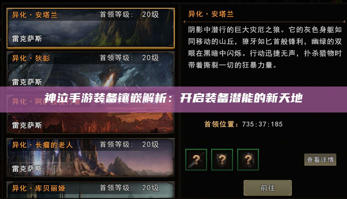 神泣手游装备镶嵌解析：开启装备潜能的新天地