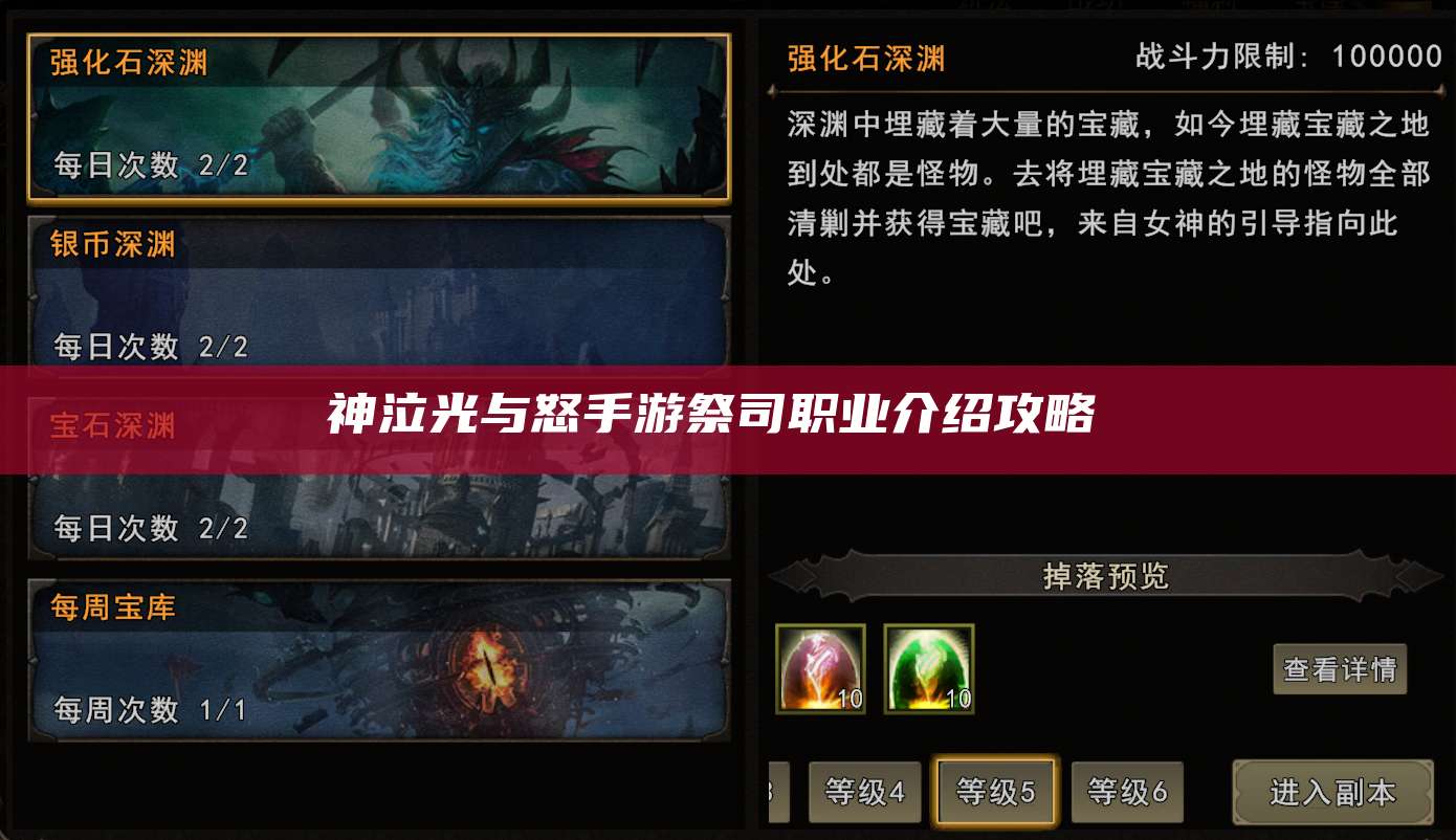 神泣光与怒手游祭司职业介绍攻略 